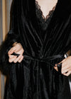 Hailey Rolls | Long Velvet Dressing Gown in Black