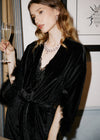 Hailey Rolls | Long Velvet Dressing Gown in Black