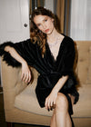 Hailey Rolls | Long Velvet Dressing Gown in Black